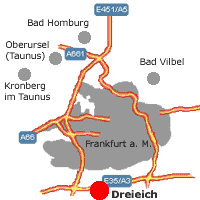Lage Dreieich im Rhein-Main-Gebiet