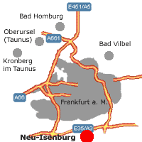 Lage Neu Isenburg im Rhein-Main-Gebiet